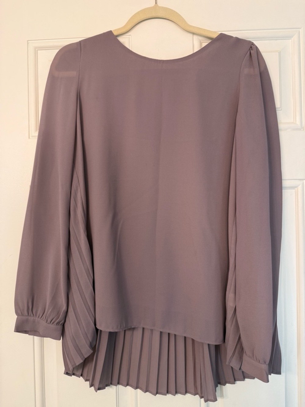 Double Zero Pleated-Back Long Sleeve Blouse in Mauve